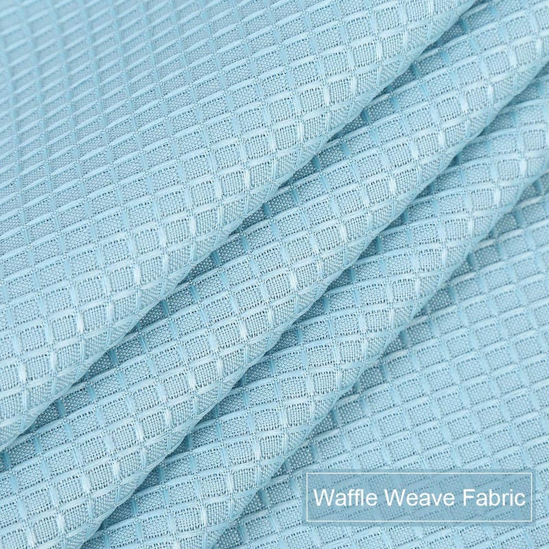 NANAN Kitchen Tiers Cafe Curtain, Waffle Waterproof Bathroom Window Curtain, Casual Waffle Weave Textured Half Window Covering Short Curtains for Bathroom - 30" x 30", Dusty Blue, Set of 2 - Image 5